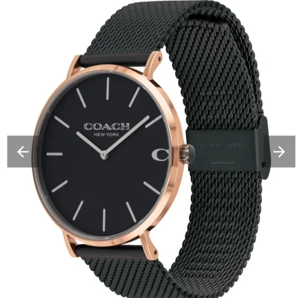 Coach Charles Black Ion Dial Black Mesh Bracelet Watch for Men - 14602470 - Picture 3 of 4